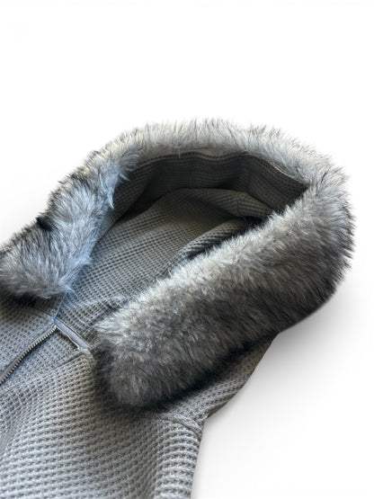 Waffle Knit Fur Hoodie